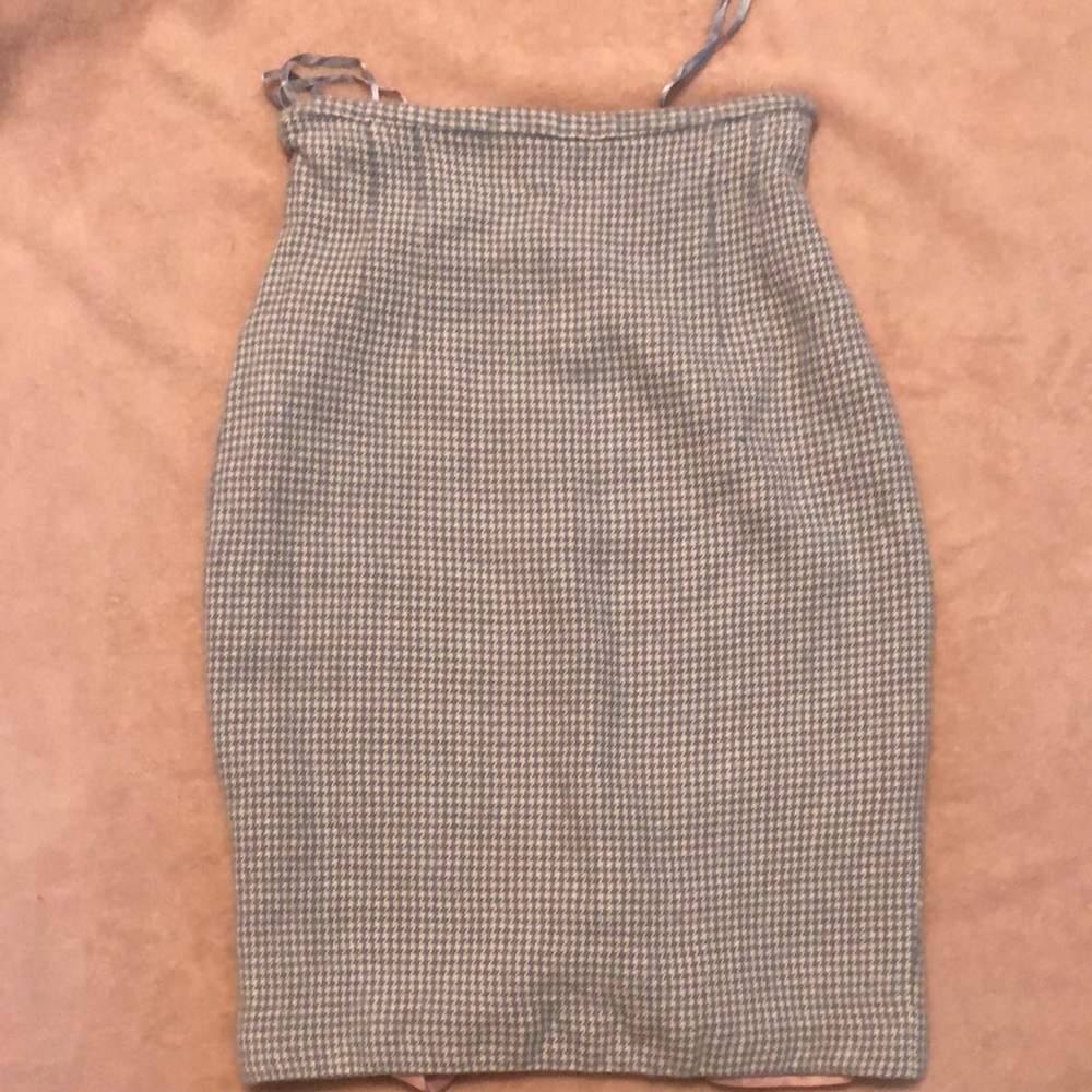☁️Ralph Lauren houndstooth pencil skirt blue and white